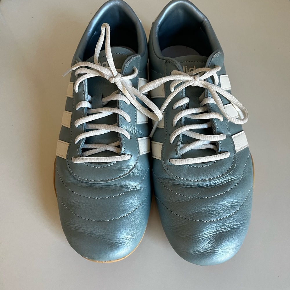 Adidas Women’s Metallic Teal and White Sneakers
